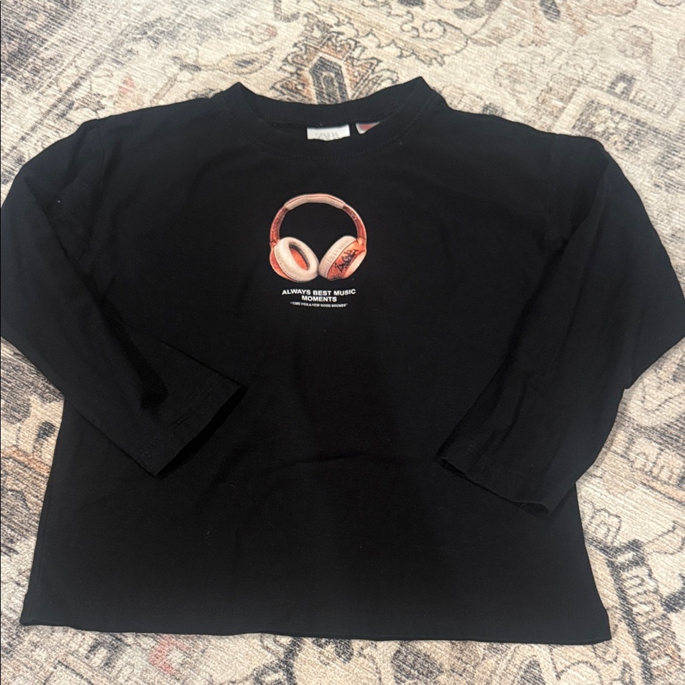 Zara Black Kids Shirt with Red Headphones